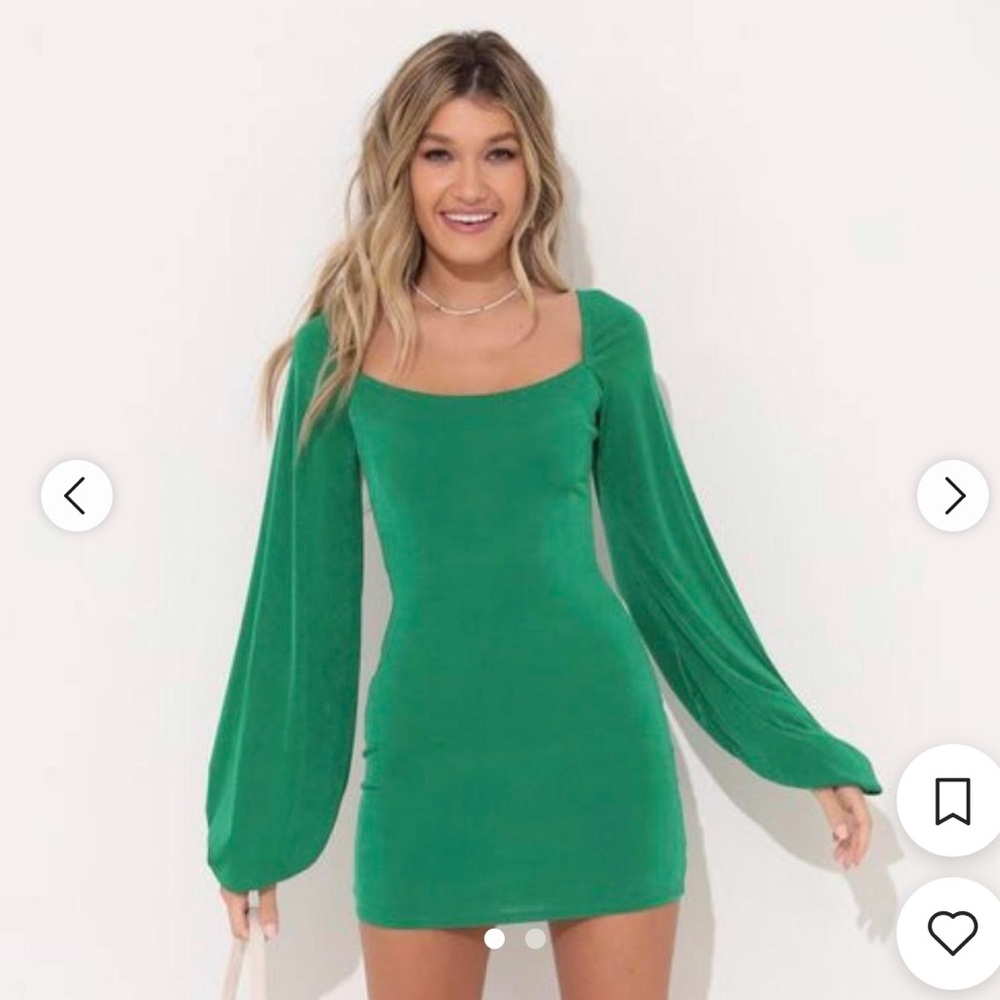 Lucy in the Sky Vibrant Green Long Sleeve Dress
